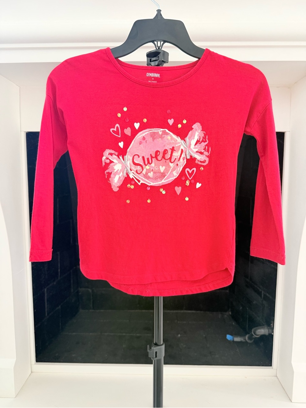 Gymboree Bright Red 'Sweet' Candy Graphic Long-Sleeve Tee-Size 6